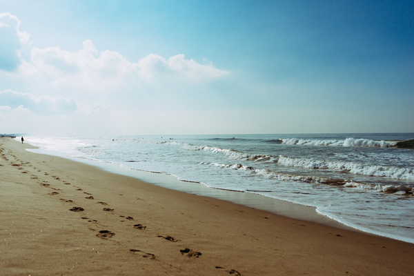 sea beach footprint steps large